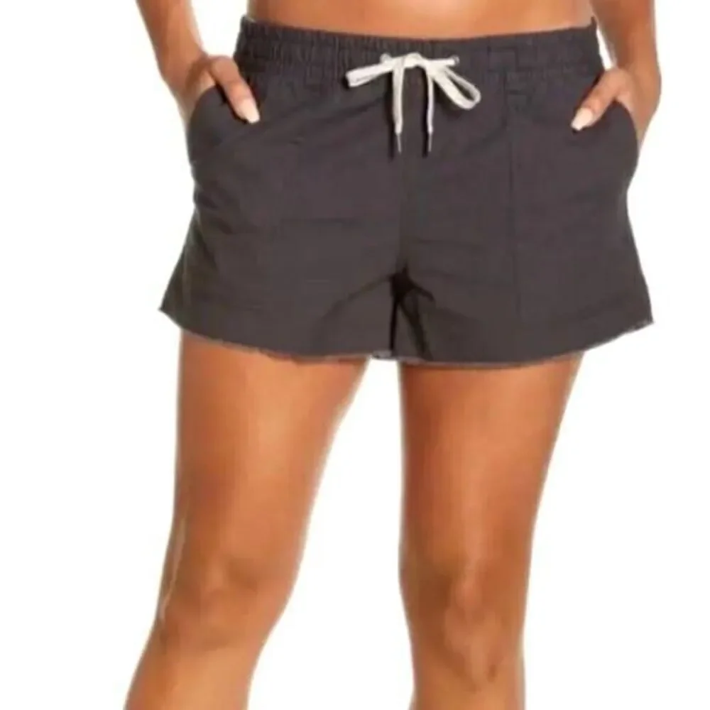 Vuori Vintage Ripstop Shorts  Charcoal Gray Raw Hem Drawstring sz XS